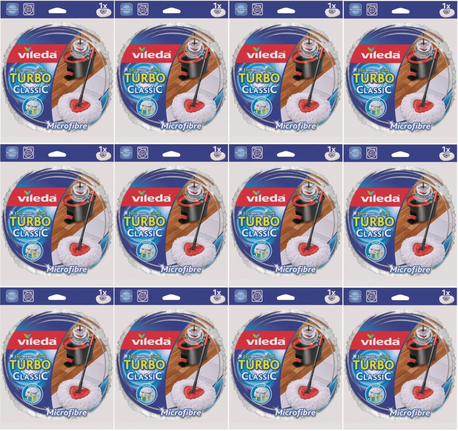 Vileda Turbo Yedek Mop Paspas Ucu (%100 Mikrofiber) (12 Li Set)