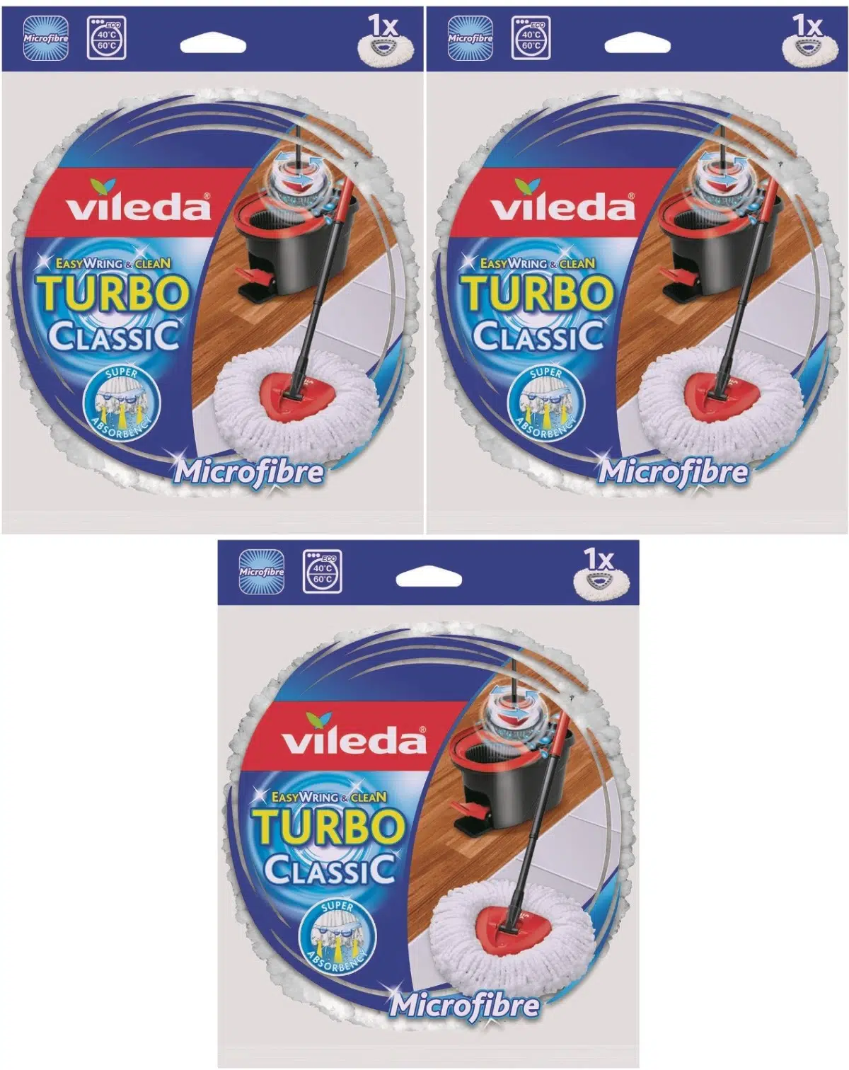 Vileda Turbo Yedek Mop Paspas Ucu (%100 Mikrofiber) (3 Lü Set)