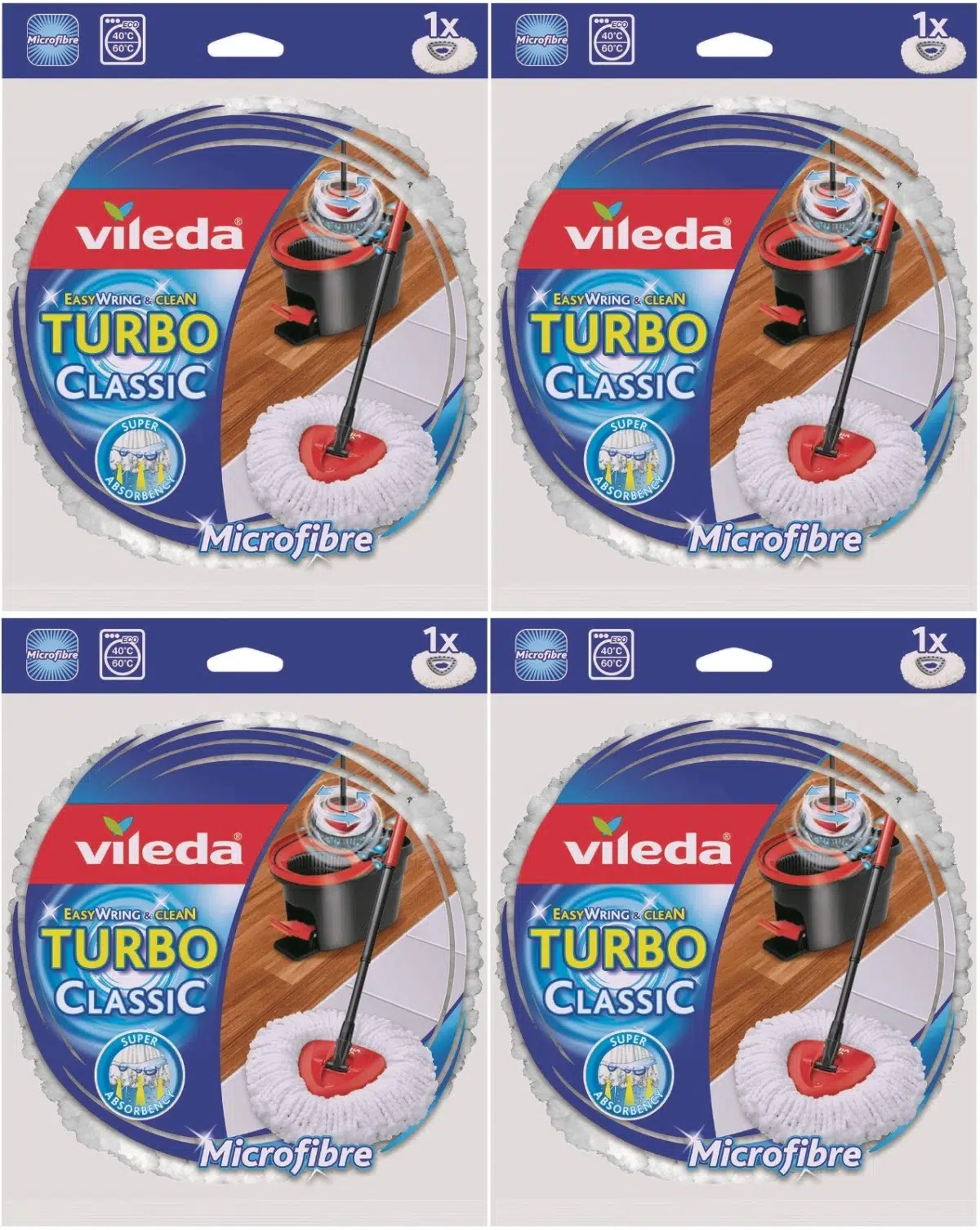 Vileda Turbo Yedek Mop Paspas Ucu (%100 Mikrofiber) (4 Lü Set)