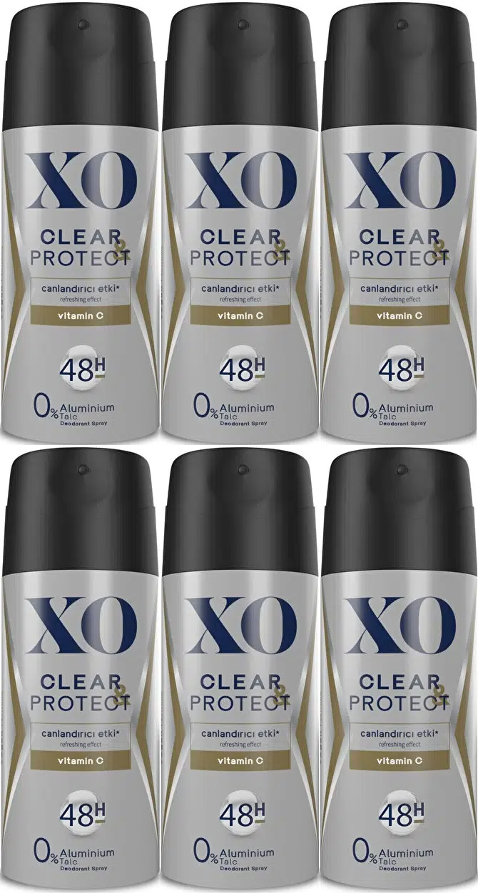 XO Deodorant 150ML Men-Erkek Clear & Protect (6 Lı Set)